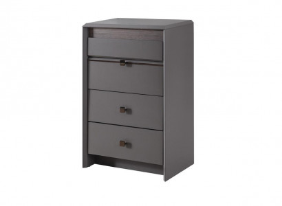 Exclusive Gray Dresser Luxurious 4x Drawer Bedroom Wooden Furniture
